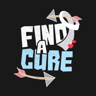 Find A Cure Lung Cancer Awareness Gift White Ribbon Print T-Shirt