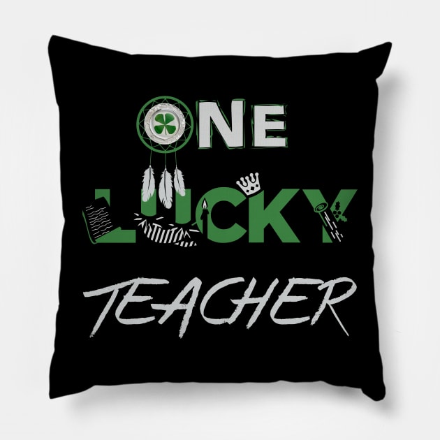 One Lucky Teacher Matching St Patricks Day Pillow by YasOOsaY