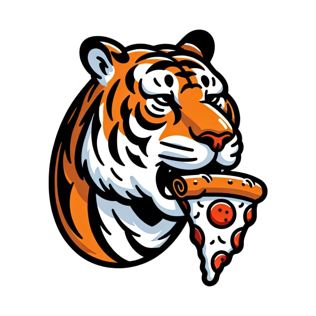 tiger eat slice of pizza by Dracoola