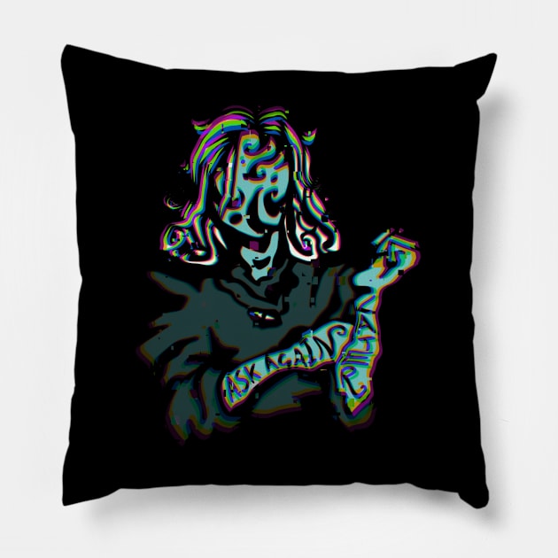 Ask Again Later. Glitchcore in Moss Green Pillow by TheDoodlemancer