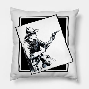 Cowboy shooting with revolver Pillow