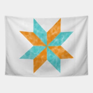 Annie Orange and Teal Quilt Star Watercolor Tapestry