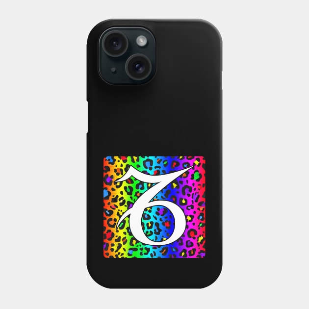 Capricorn Zodiac Horoscope Rainbow Leopard Print Square Monogram Phone Case by bumblefuzzies