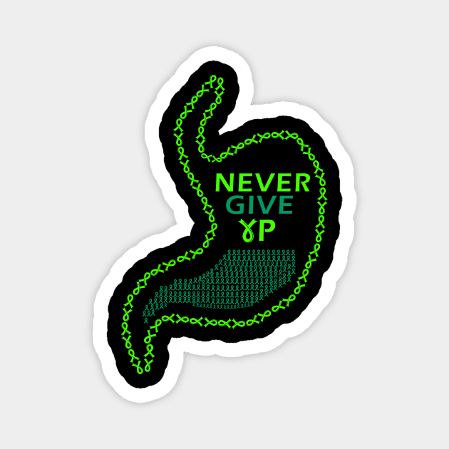 Never Give Up Gastroparesis Awareness Support Squad Cancer Ribbon warrior Magnet by Zeus-Studio