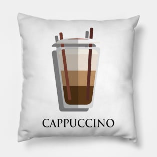 Iced Cold Cappuccino coffee front view flat design style Pillow