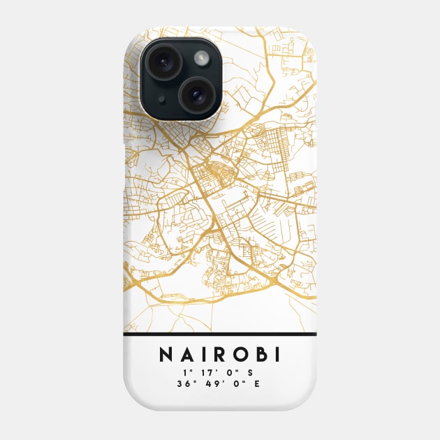 NAIROBI KENYA CITY STREET MAP ART Phone Case by deificusArt