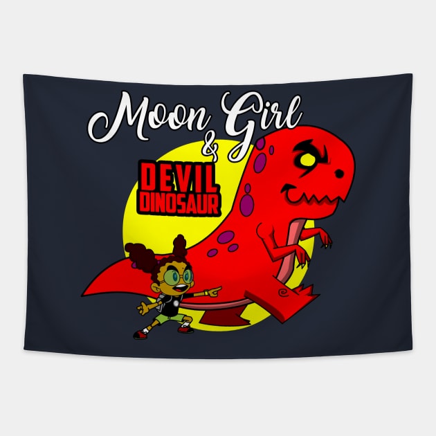 Moon Girl and Devil Dino! Tapestry by IamNinjaD