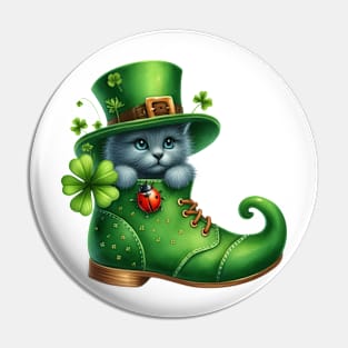 Russian Blue Cat Shoes For Patricks Day Pin