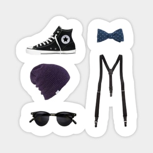 Tomboy Style - Glasses, hat, suspenders, bowtie, shoes Magnet