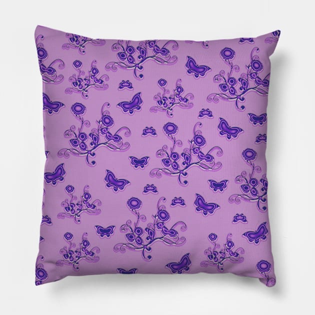 Flowers & butterflies revisited III Pillow by Sinmara