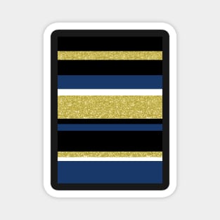 Gold navy blue stripes pattern Magnet
