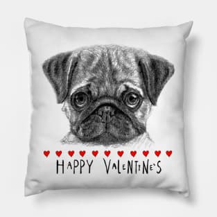 Happy Valentine's pug Pillow