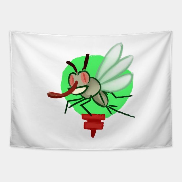 Cute Mosquito Drawing Tapestry by Play Zoo