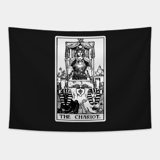 VII. The Chariot Tarot Card | Black and white Tapestry