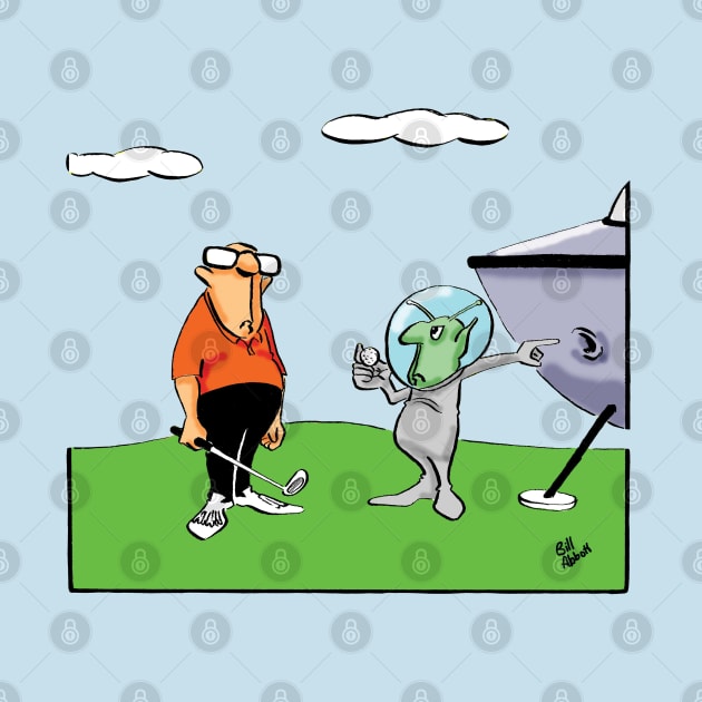 Funny Spectickles Alien Golf Cartoon Humor by abbottcartoons