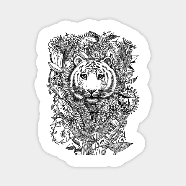 Tiger Tangle in Black and White Magnet by micklyn