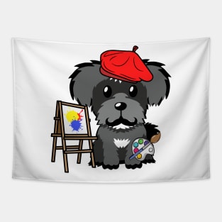 Funny schnauzer is a painter Tapestry