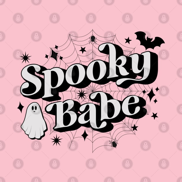 Goth Girl Spooky Babe with Spiderwebs and Kawaii Ghost by PUFFYP