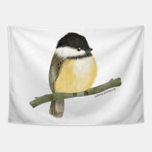 Black capped chickadee bird Tapestry