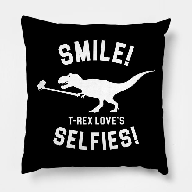 T rex loves selfies Pillow by aniza