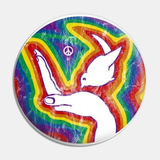 Rainbow Peace Dove (distressed) Pin