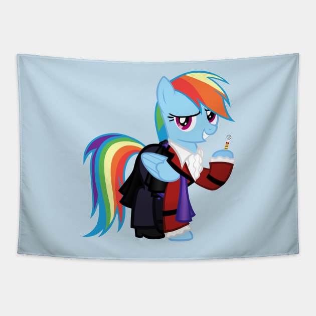 Rainbow Dash as the 3rd Doctor Tapestry by CloudyGlow