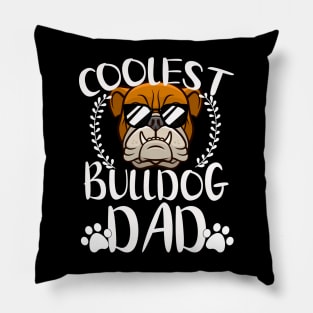 Glasses Coolest Bulldog Dog Dad Pillow