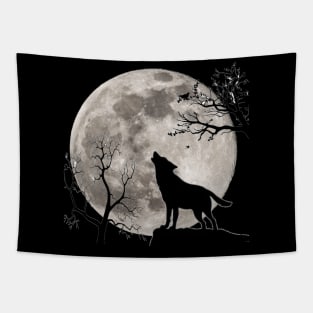 The wolf howls at the moon Tapestry