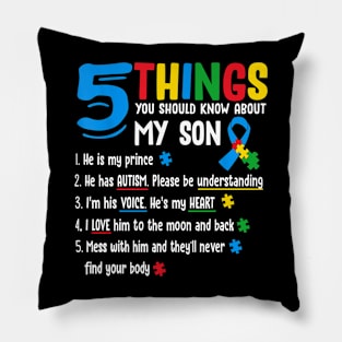 Autistic Son Autism Awareness Support For Mom Dad Parents Pillow