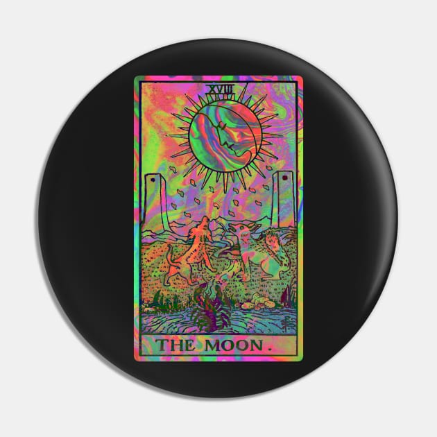 XVIII. The Moon Tarot Card | Psychedelic Pin by wildtribe