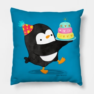 Birthday Penguin with a cake Pillow