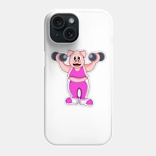 Pig at Bodybuilding with Dumbbells Phone Case