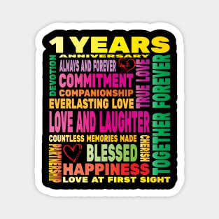 1 Years Womens Wedding Years Anniversary Love Happy Couples Lovers Magnet