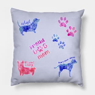 Watercolor set dog stickers dogs set Pillow