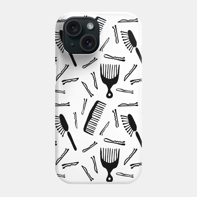 Good Hair Day Black Phone Case by CatCoq