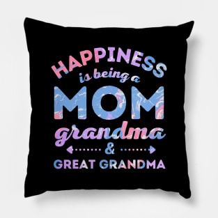 Happiness is Being a Mom Grandma and Great Grandma Pillow