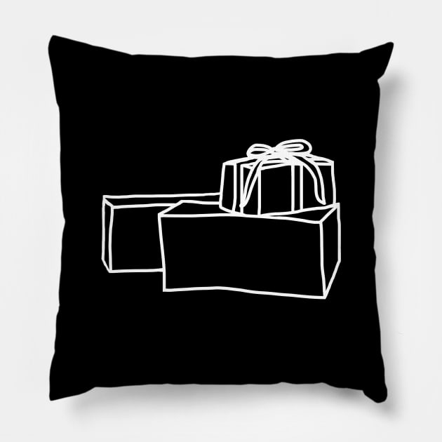 White Line Three Minimal Christmas Gift Boxes Pillow by ellenhenryart