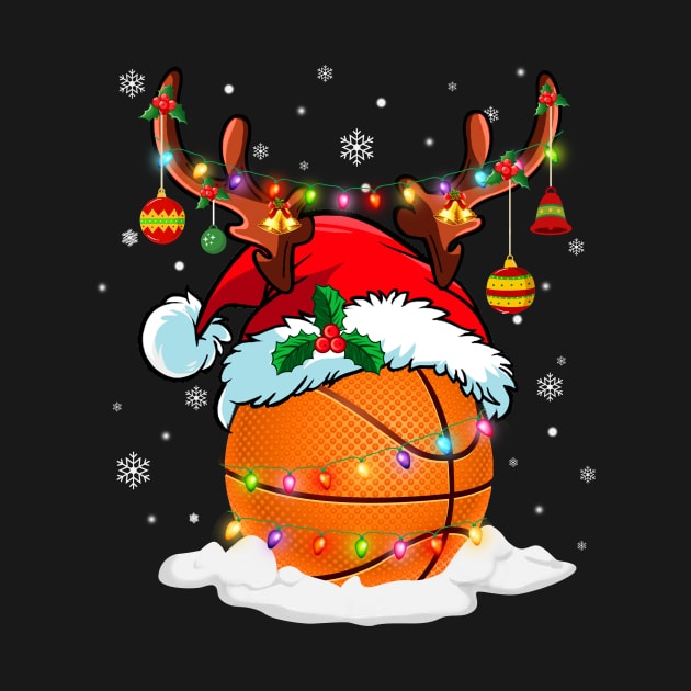 Reindeer Santa Hat Basketball Christmas Lights Xmas by Dunnhlpp