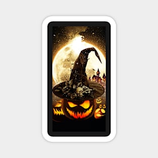 Halloween Pumpkins Witch Skull Glowing Pumpkins Magnet