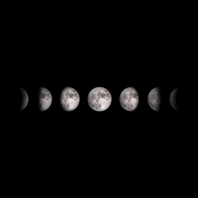 Moon Phases Horizontal Lunar Phases Celestial Design - Moon Phases ...