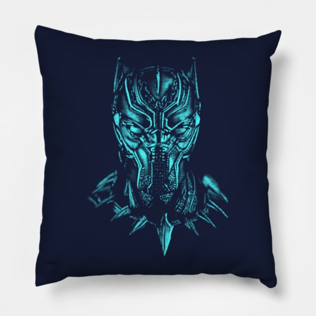 Shaded Black Panther Blue Pillow by Danispolez_illustrations