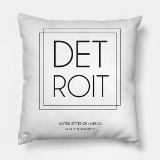 Detroit city Minimal Typography 2 Pillow