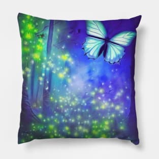 Butterfly in Enchanted Forest Pillow