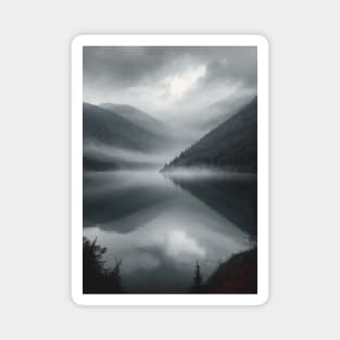 Grayscale Lake Promptography Magnet