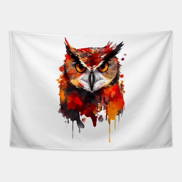 Owl paint splatter Tapestry by NemfisArt