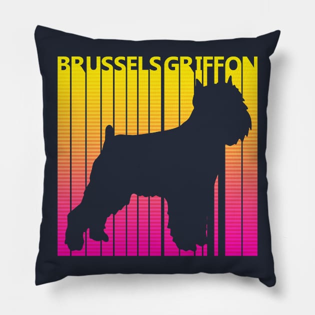 Funny Brussels Griffon Dog Retro 1980s Gift Pillow by GWENT