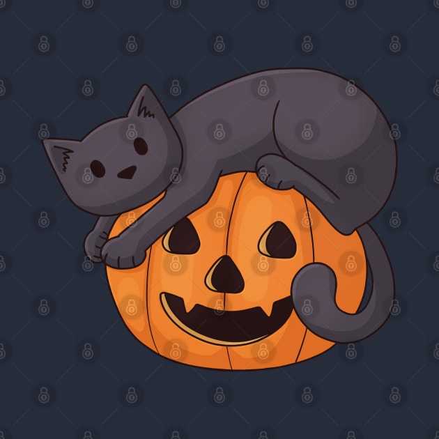 Cat on a Pumpkin by Doodlecats 