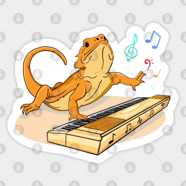 Bearded Dragon Music Piano Player Musician