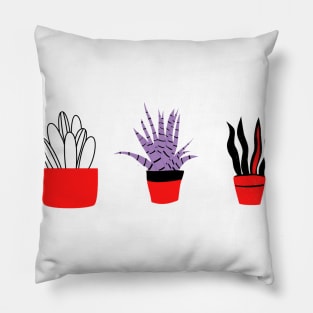 red black purple plant line art Pillow