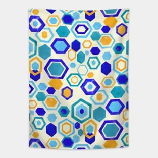 Scattered Gouache Hexagons - Cream Tapestry